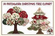 Patchwork Christmas Tree Clipart, an Illustration by cherrydesign (Thumbnail 1 of 3)