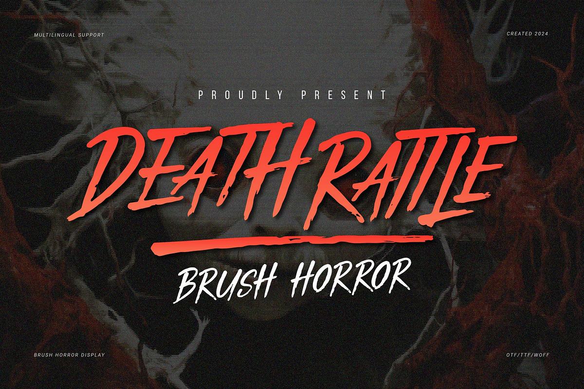 Death Rattle | Brush Horror Display, a Handwritten Font by Denustudios (Photo 1 of 14)