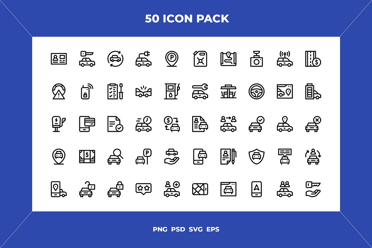 Car sharing icons, an Outline Icon by Wencory