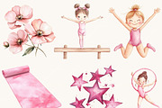 Watercolor Cute Gymnastic Clipart, a Person Illustration by SparkyDesignsUS (Thumbnail 2 of 9)
