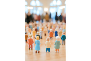 Miniature Toy People Figures Facing, an Architecture Photo by Lermont51