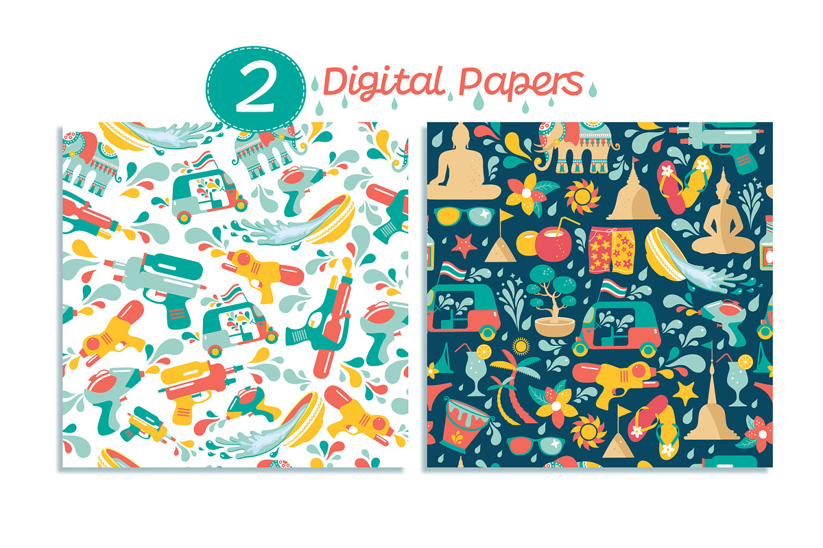 Songkran Clipart Icons Illustration, an Object Graphic by Olga Art Store (Photo 3 of 5)