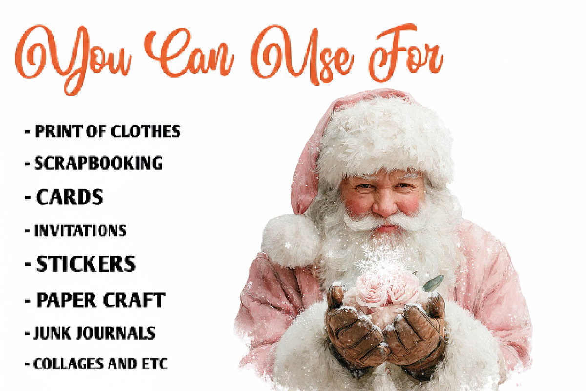 Pink Christmas Santa claus clipart, a Seasonal Illustration by CreationArt (Photo 5 of 7)