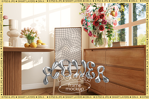 FLOWER POWER | Cottage Frame Mockups, a Poster Template by SoleilHomeMockups