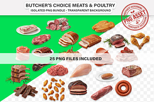Butcher's Choice Meats, Poultry -PNG, an Object Graphic by Nurlan's shop