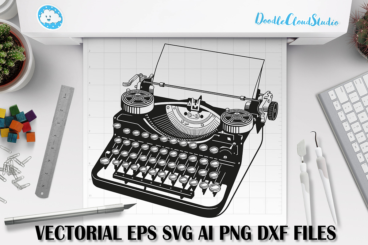 Vintage Typewriter SVG Cut Files., an Object Graphic by Doodle Cloud Studio (Photo 1 of 8)