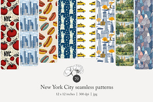 70 New York City seamless pattern, a Pattern Graphic by Poppy Lane Studio