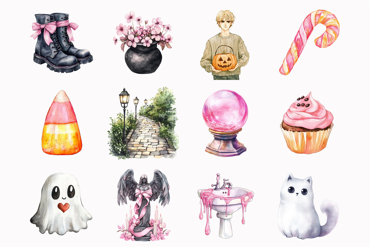 Watercolor Pretty Haunting Clipart, an Illustration by Design Market (Photo 5 of 5)