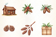 Rustic Christmas Watercolor Clipart, an Illustration by CrexoraLab (Thumbnail 3 of 5)