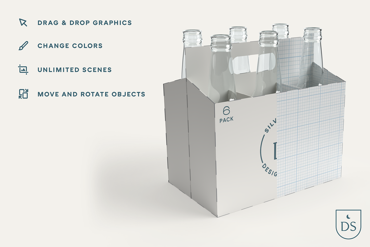 3D 6-Pack Carrier Mockup, a Packaging Mockup by Silver Moon Design School (Photo 2 of 3)