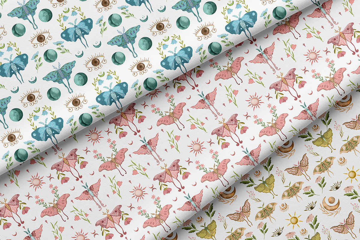 Luna moth clipart & pattern, an Animal Illustration by Yelloo Fish (Photo 9 of 11)