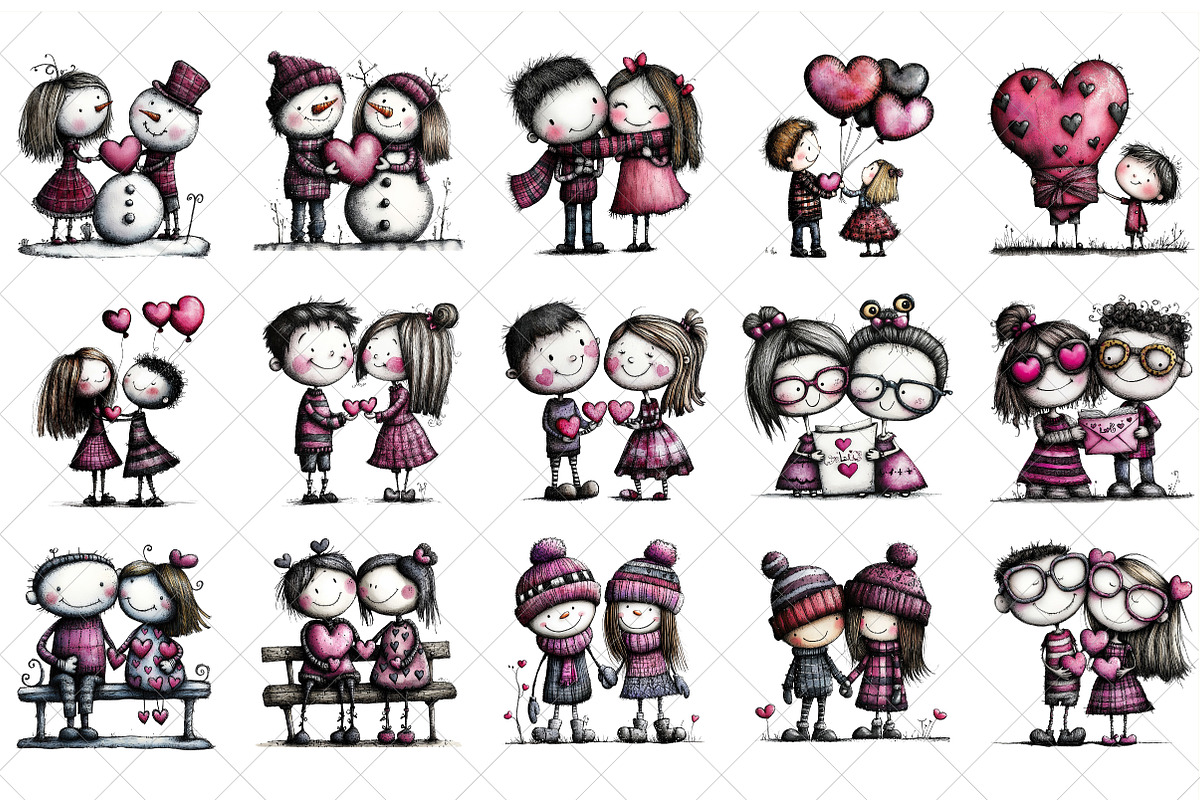 Quirky Valentine Old Couple Clipart, an Illustration by SinaCreation (Photo 2 of 7)