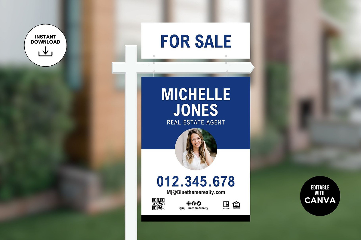 Real Estate Yard Sign Template Canva, a Marketing Template by CreativeVinesStore (Photo 4 of 6)