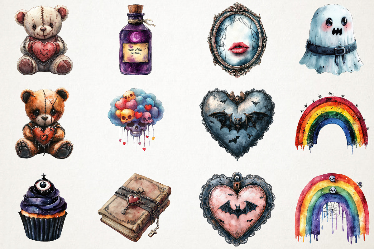 Cartoon Goth Sublimation Clipart, an Illustration by RobertsArt (Photo 6 of 7)