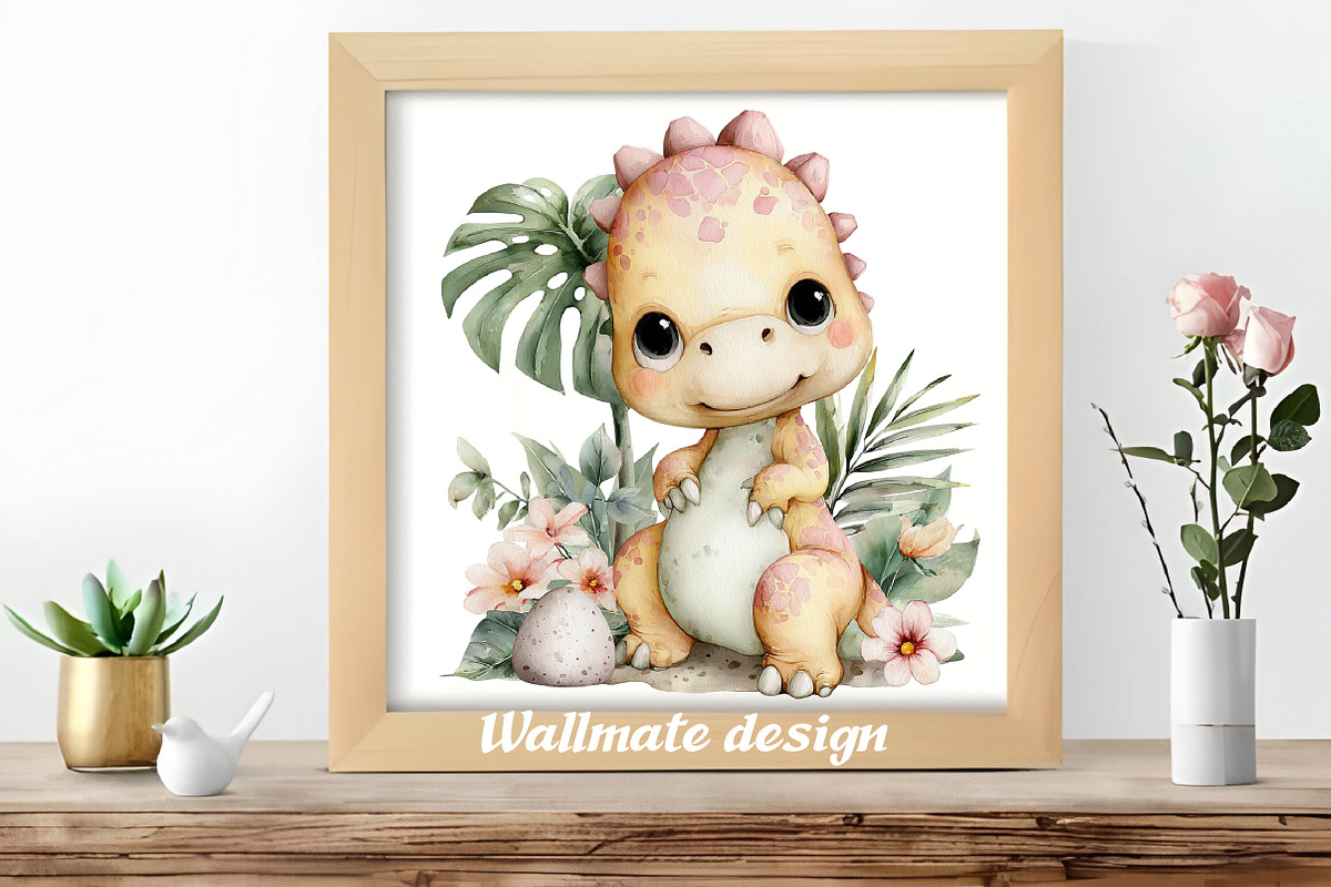 Dinosaurs watercolor clipart, an Illustration by DreamCafeArt (Photo 5 of 7)