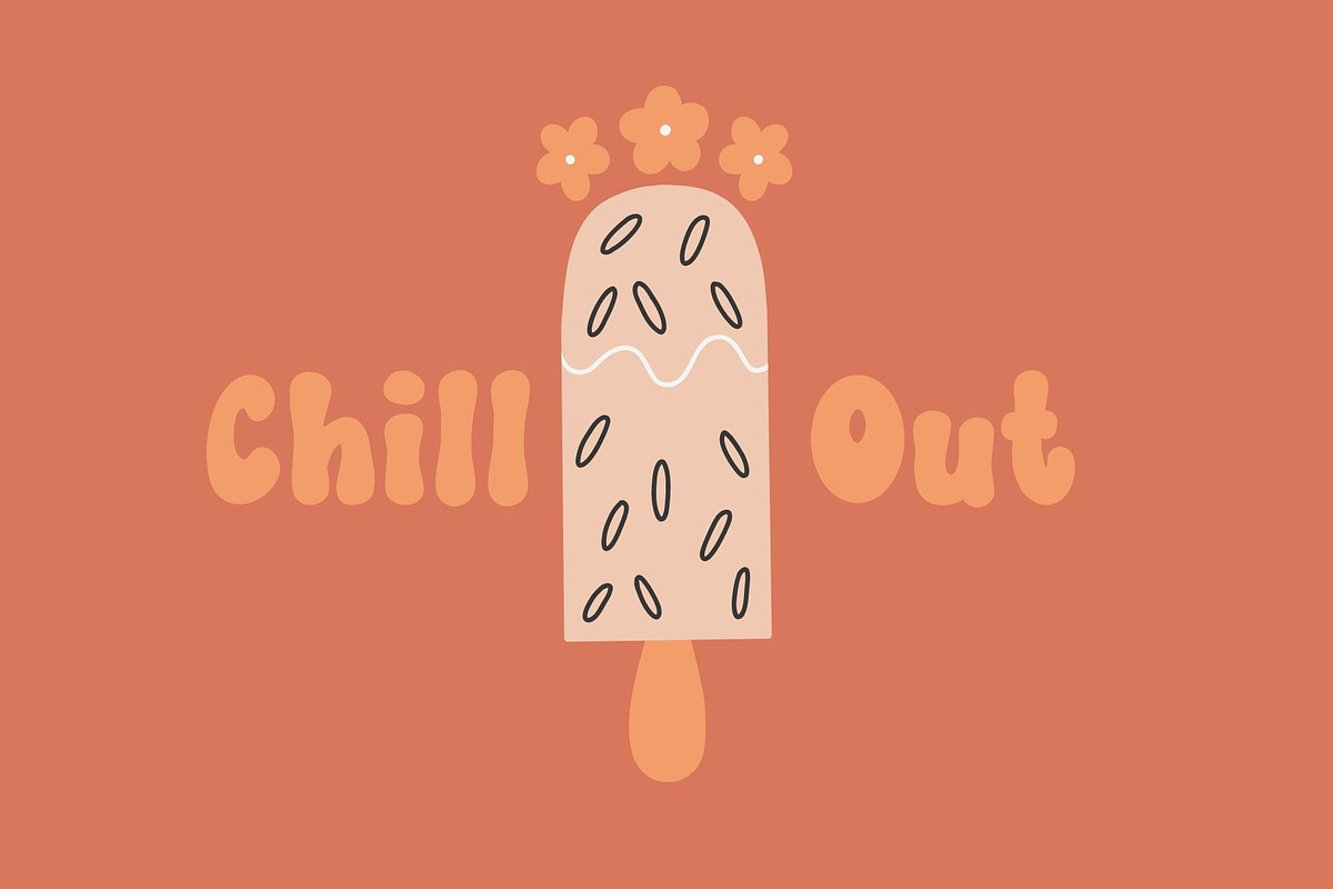 Kamuro is a cool retro groovy font, a Handwritten Font by Brown Cupple (Photo 3 of 5)