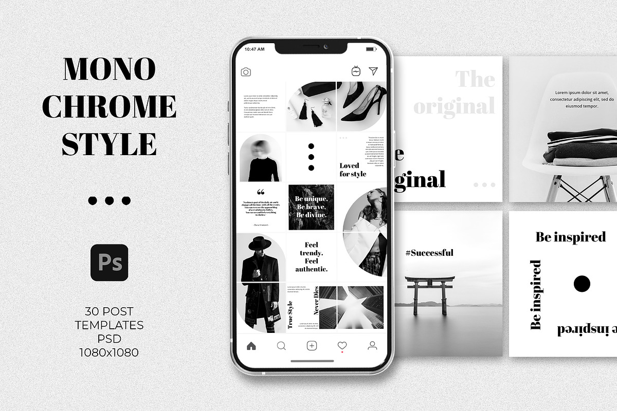 Monochrome Insta Pack | Ps, a Social Media Template by Anna Studio