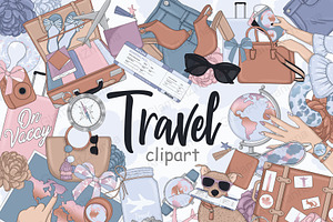 Travel Clipart Collection, a Transportation Illustration by GlamArtZhanna