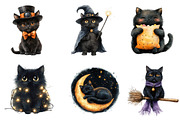 Cute Halloween Black Cats Clipart, an Illustration by Dream Creation (Thumbnail 5 of 6)