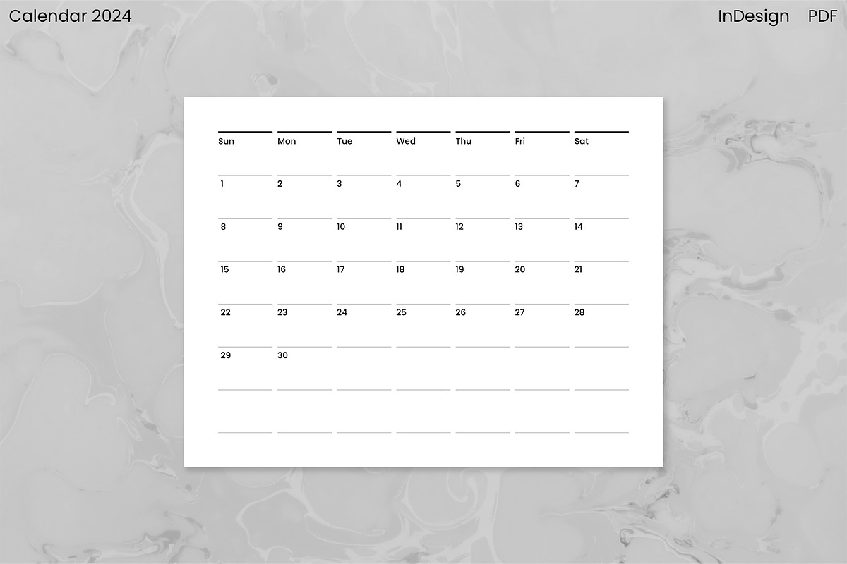 Minimalist Calendar 2024 (InDesign), an Object Graphic by Kessens (Photo 21 of 28)