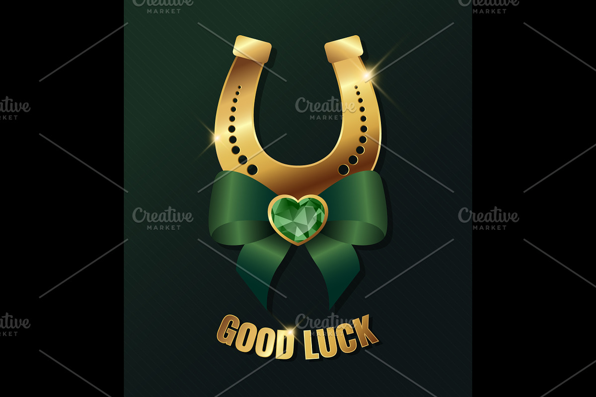 Golden Horseshoe with Gem heart, a Decorative Illustration by PsychocheArt (Photo 2 of 3)