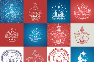 Merry Christmas cards set