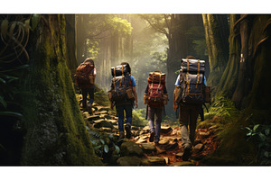 friends books backpack ai generated, a Nature Photo by pikepicture