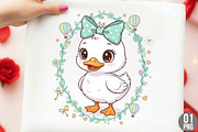 Preppy Valentines Goose Png,, an Illustration by Designking (Thumbnail 1 of 6)