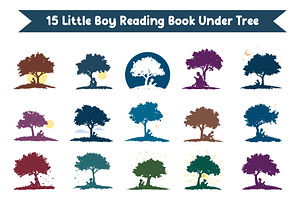 15 Boy Reading Book Under Tree, an Illustration by jongcreative