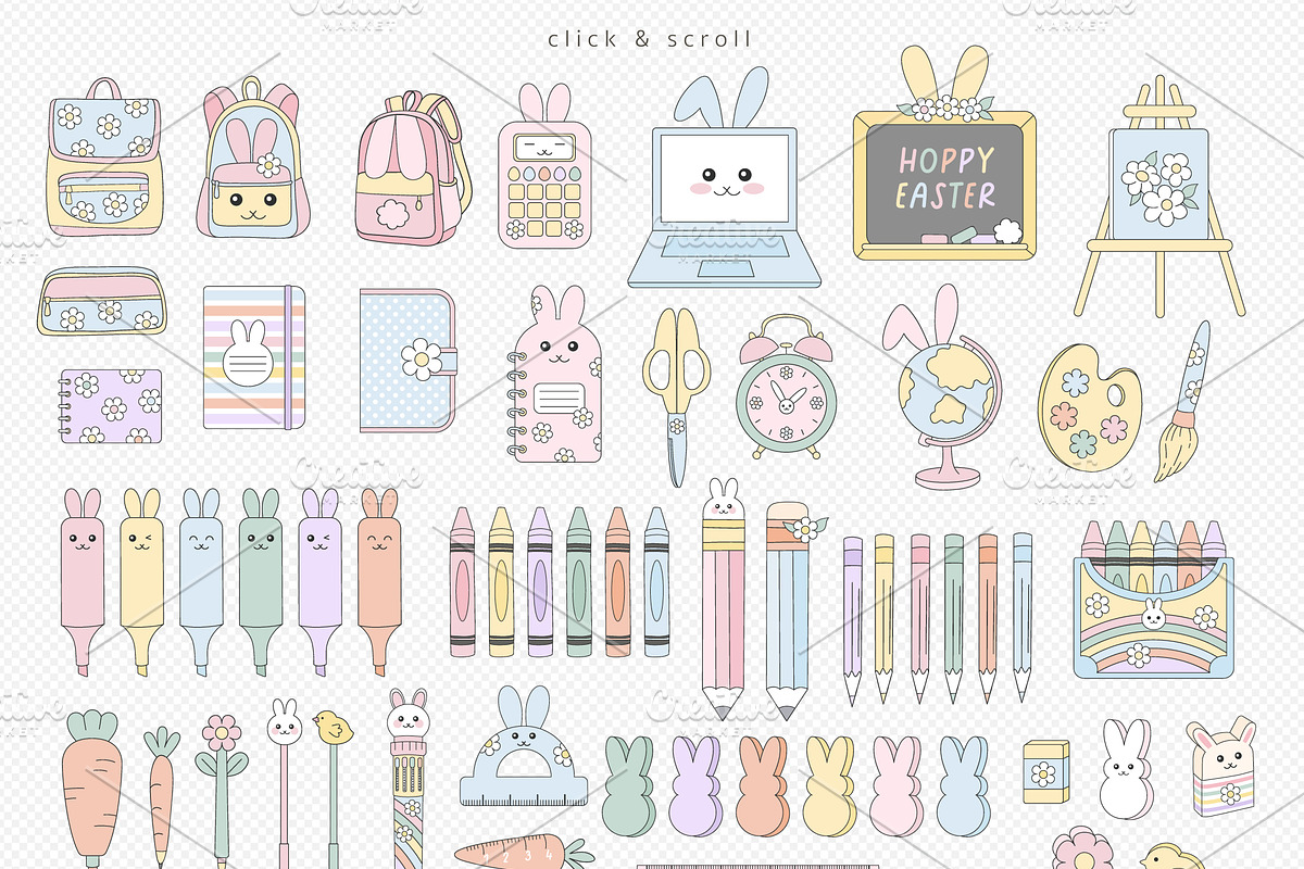 Pastel Spring Easter School Clipart, an Education Illustration by @olga.angelloz (Photo 2 of 3)
