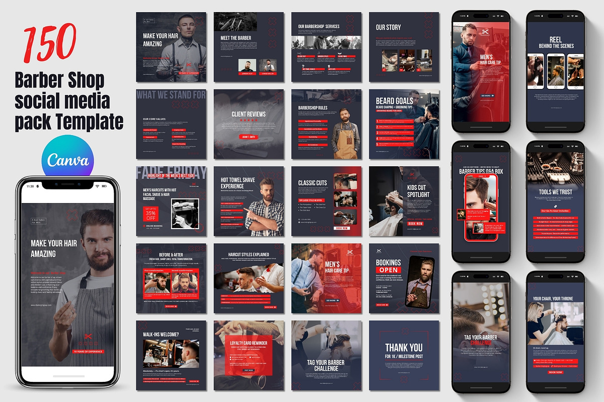 Animated Barber Salon Instagram Kit