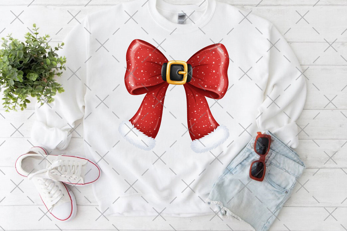 Christmas Coquette Santa Bow PNG, an Illustration by Craft Nest (Photo 2 of 6)