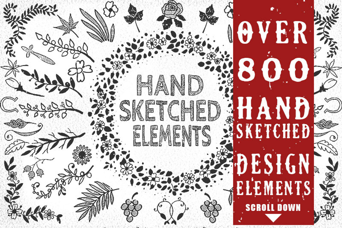 800+ Unique Hand-Sketched Elements, an Illustration by ESMedia24 (Photo 1 of 4)