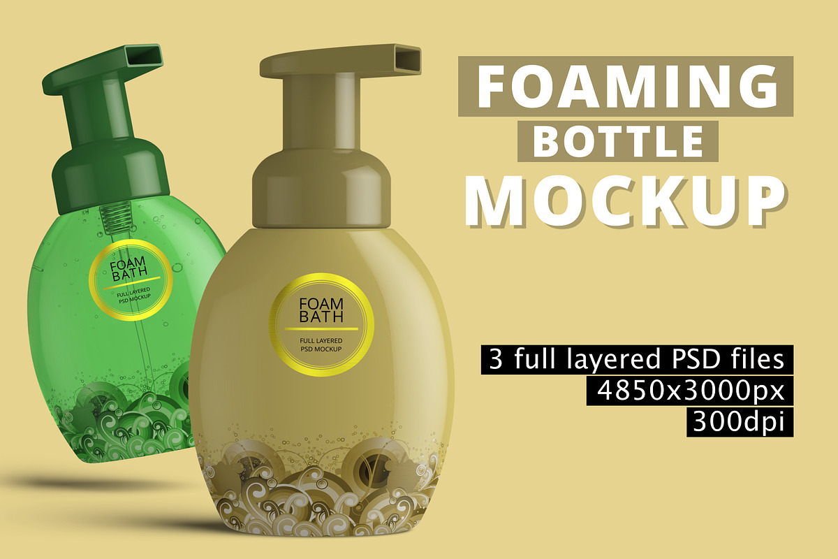 Foaming Soap Dispenser Bottle Mockup, a Cups & Container Mockup by Digitalphaser (Photo 1 of 8)