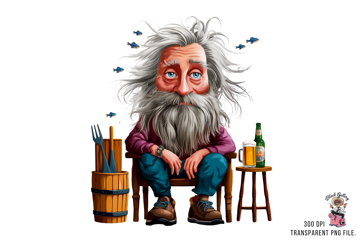 Quirky Old Fisherman Clipart PNG, a Graphic by Clipart Bloom (Photo 8 of 13)