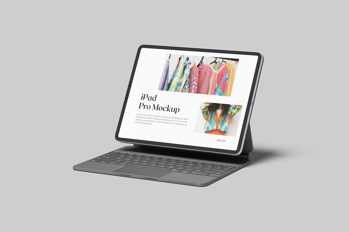 iPad Pro With Keyboard Mockup, an iPad Mockup by Graphiculon (Photo 3 of 11)