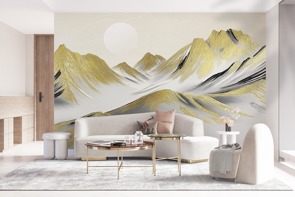 Oil painting golden mountain wallpap, a Decorative Illustration by fei long (Photo 7 of 10)