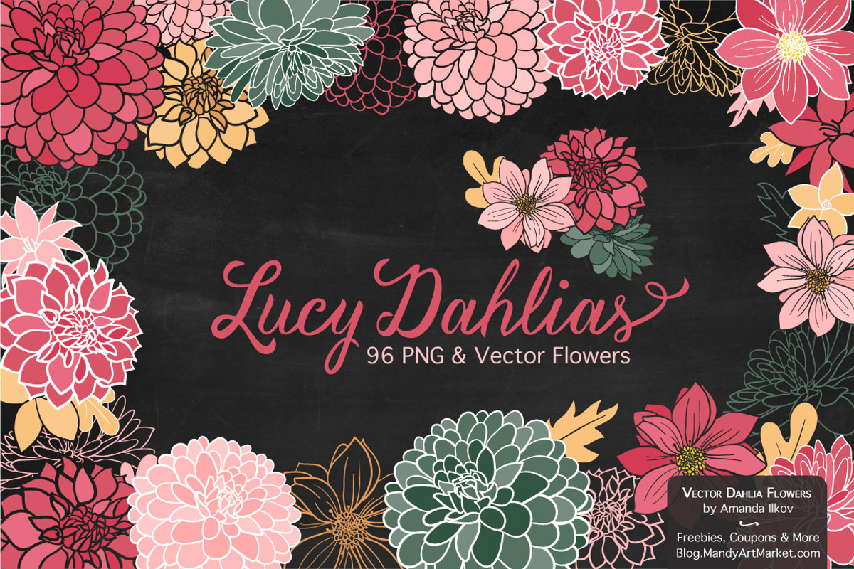 Vector & Clipart Dahlia Flowers, an Illustration by Amanda Ilkov (Photo 2 of 4)