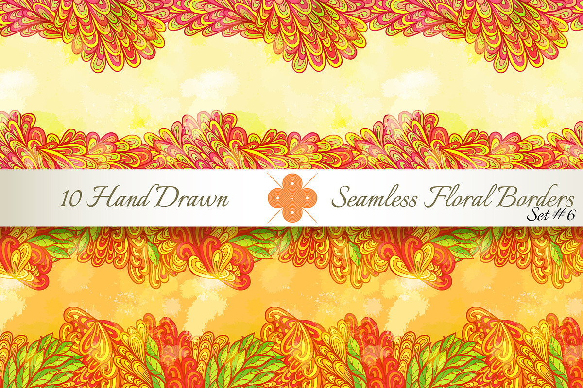 10 Floral Seamless Borders. Set#6 preview 4