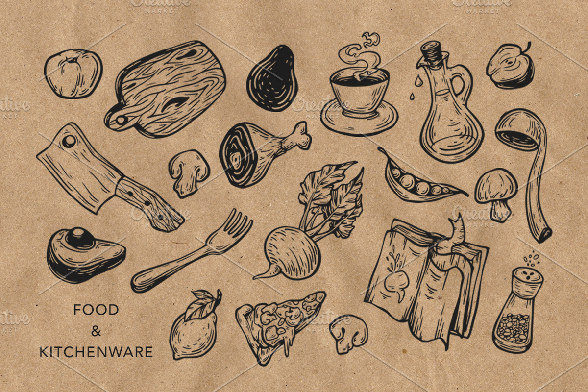 Cooking Time. Kitchen illustrations., a Food Illustration by Olga Olmix (Photo 3 of 8)