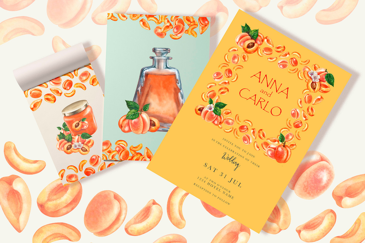 Apricot Fruits & Flowers, watercolor, a Food Illustration by EL_SUHOVA (Photo 14 of 17)