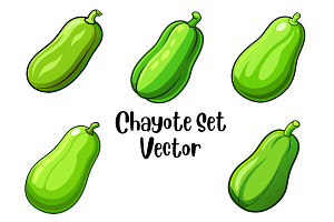 Chayote Set Vector, a Food Illustration by Awieee1