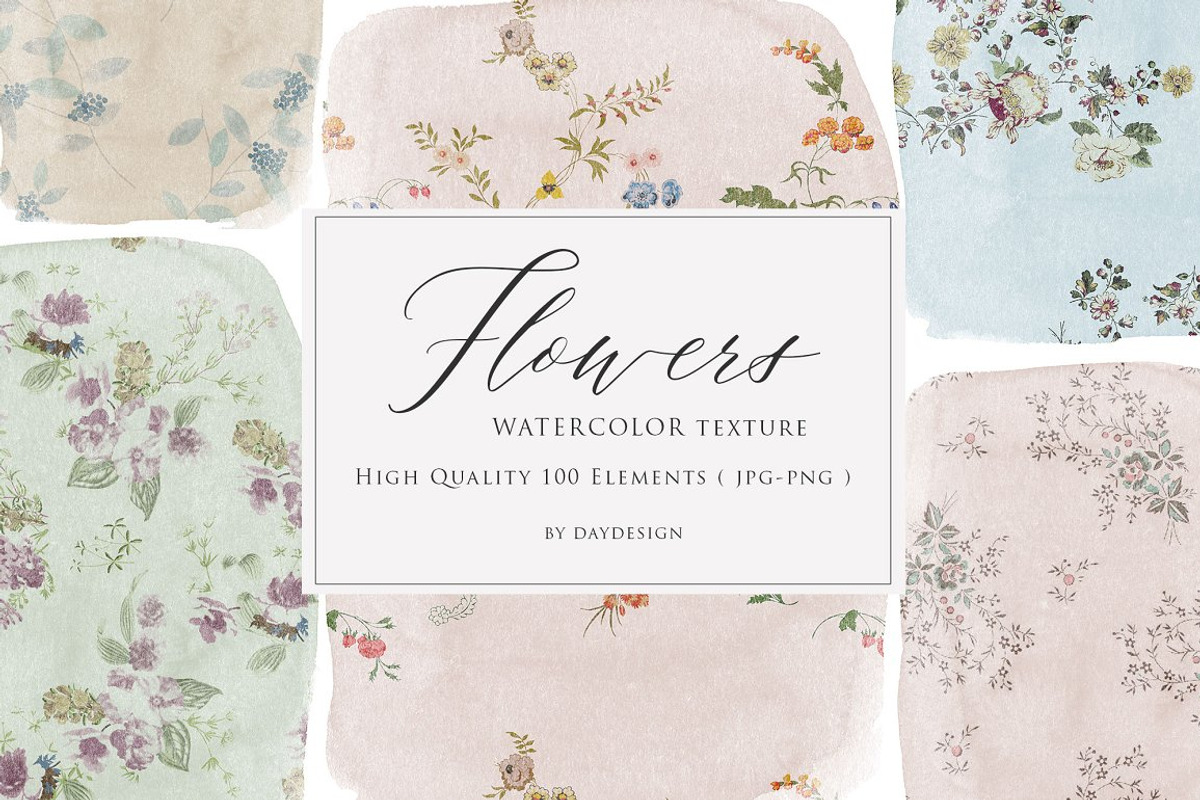 BUNDLE Watercolor Floral Backgrounds, a Texture Graphic by sibel dayı (Photo 4 of 7)