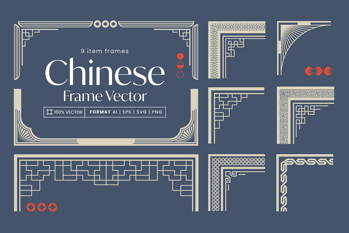 Chinese Frames Set, a Pattern Graphic by DesignerCandies