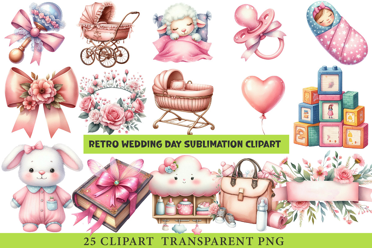 Pink Baby Girl Nursery Clipart, an Illustration by cherrydesign (Photo 3 of 3)