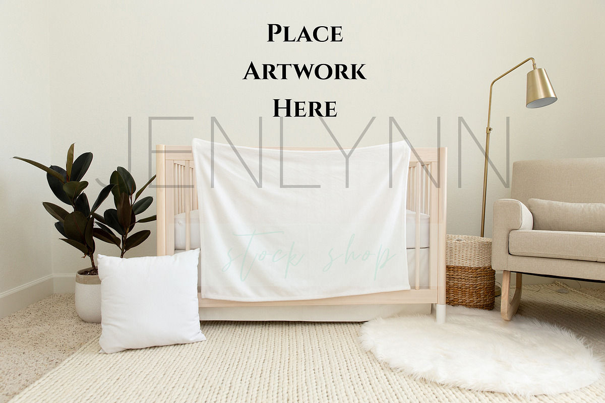 Minky Blanket, Crib Sheet + Pillow, a Product Mockup by JENLYNN Stock Shop (Photo 2 of 5)