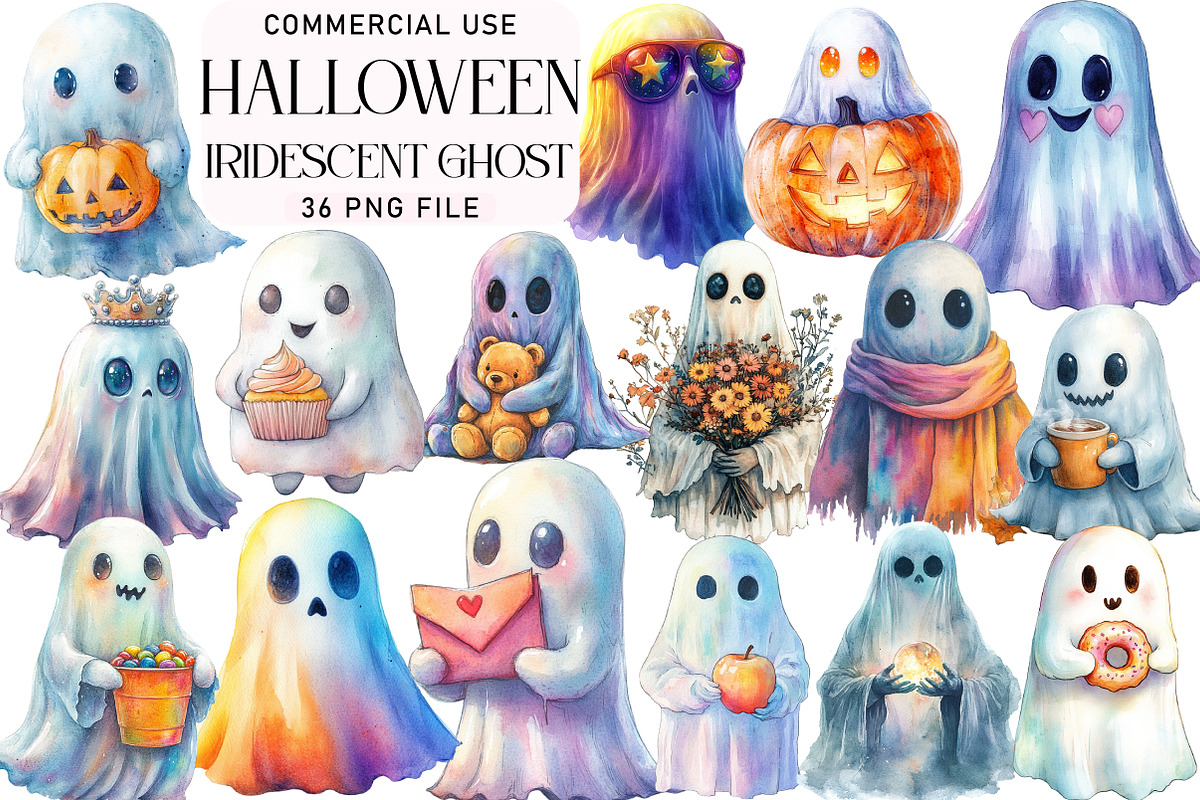 Halloween Iridescent Ghost Clipart, an Illustration by Daily.Designs (Photo 1 of 3)