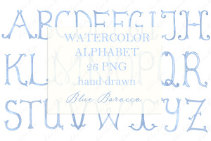 Barocco Light Blue Letters PNG