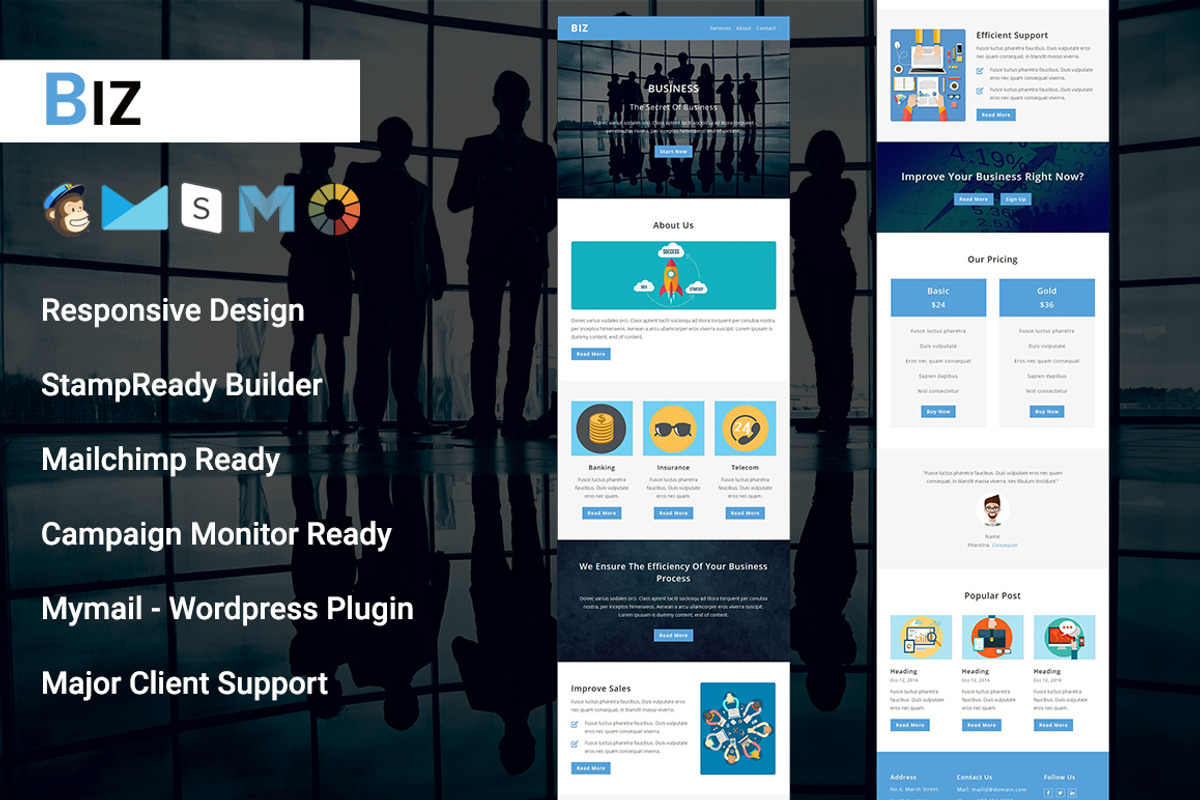 Biz- RESPONSIVE EMAIL TEMPLATE, an Email Template by Pennyblack Templates (Photo 1 of 3)