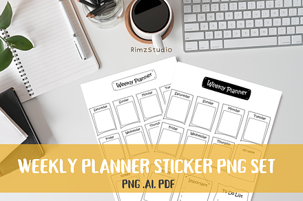 Weekly Planner Sticker Vector